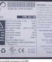 Pannelli fotoviltaici 70 watt, usati ma come nuovi 25 €