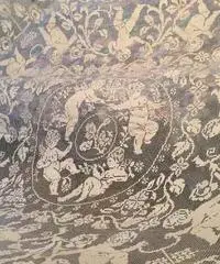 Sovraccoperta ricamata filet su rete fatta a mano - Roma